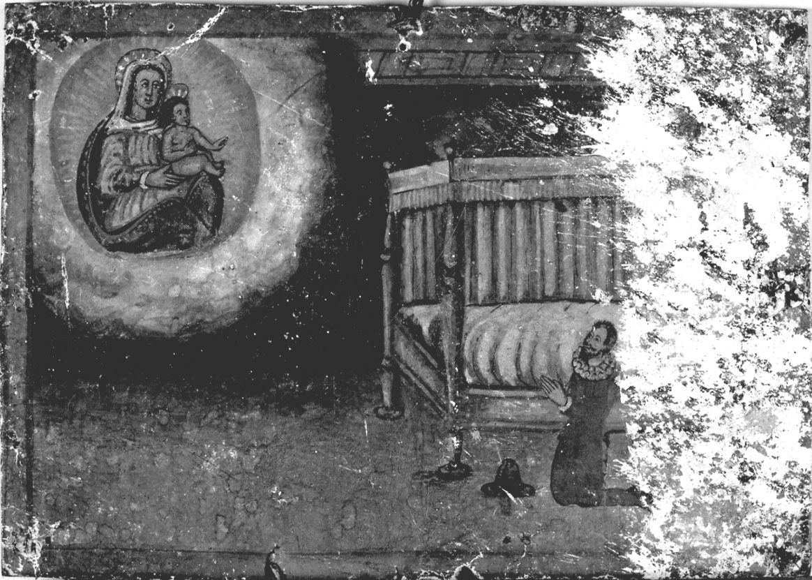 Madonna con Bambino intercede per guarigione (ex voto, opera isolata) - ambito piemontese (seconda metà sec. XVI)