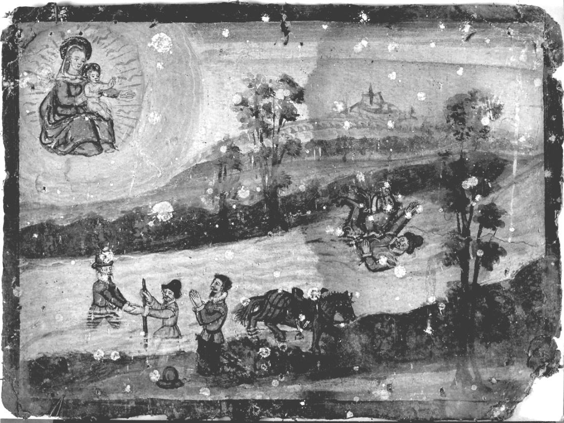 Madonna con Bambino interviene in un incidente (ex voto, opera isolata) - ambito piemontese (seconda metà sec. XVI)