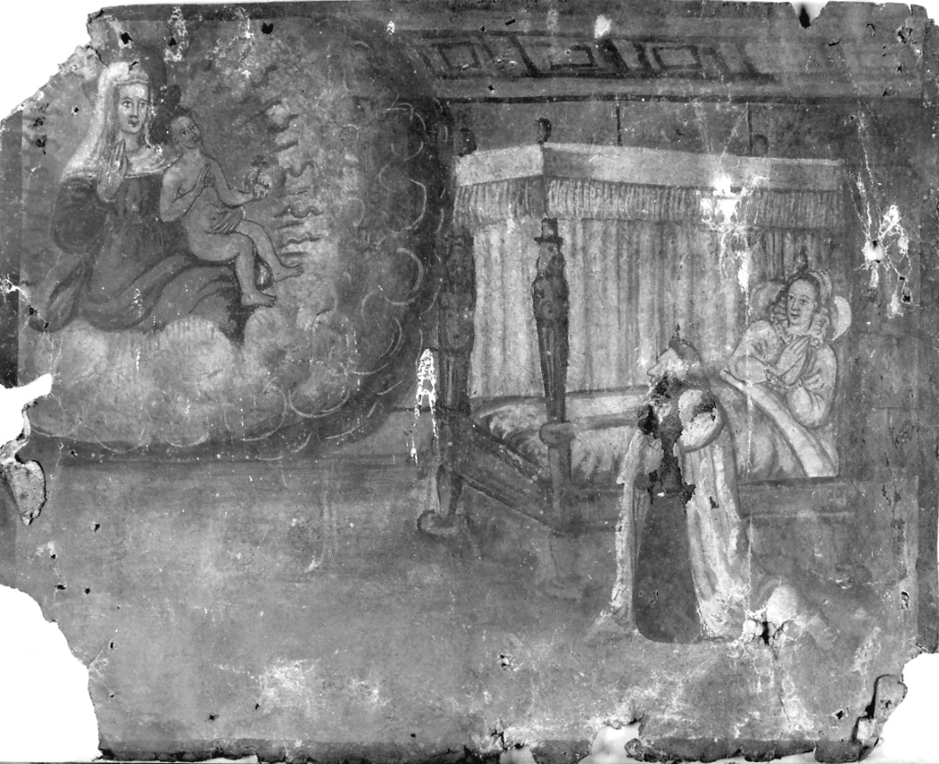 Madonna con Bambino intercede per guarigione (ex voto, opera isolata) - ambito piemontese (sec. XVII)