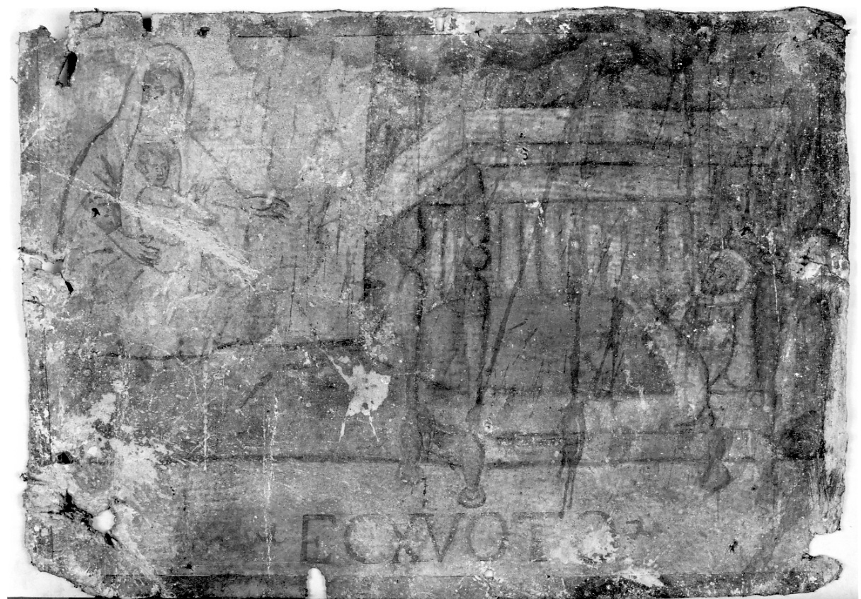 Madonna con Bambino intercede per guarigione (ex voto, opera isolata) - ambito piemontese (sec. XVII)