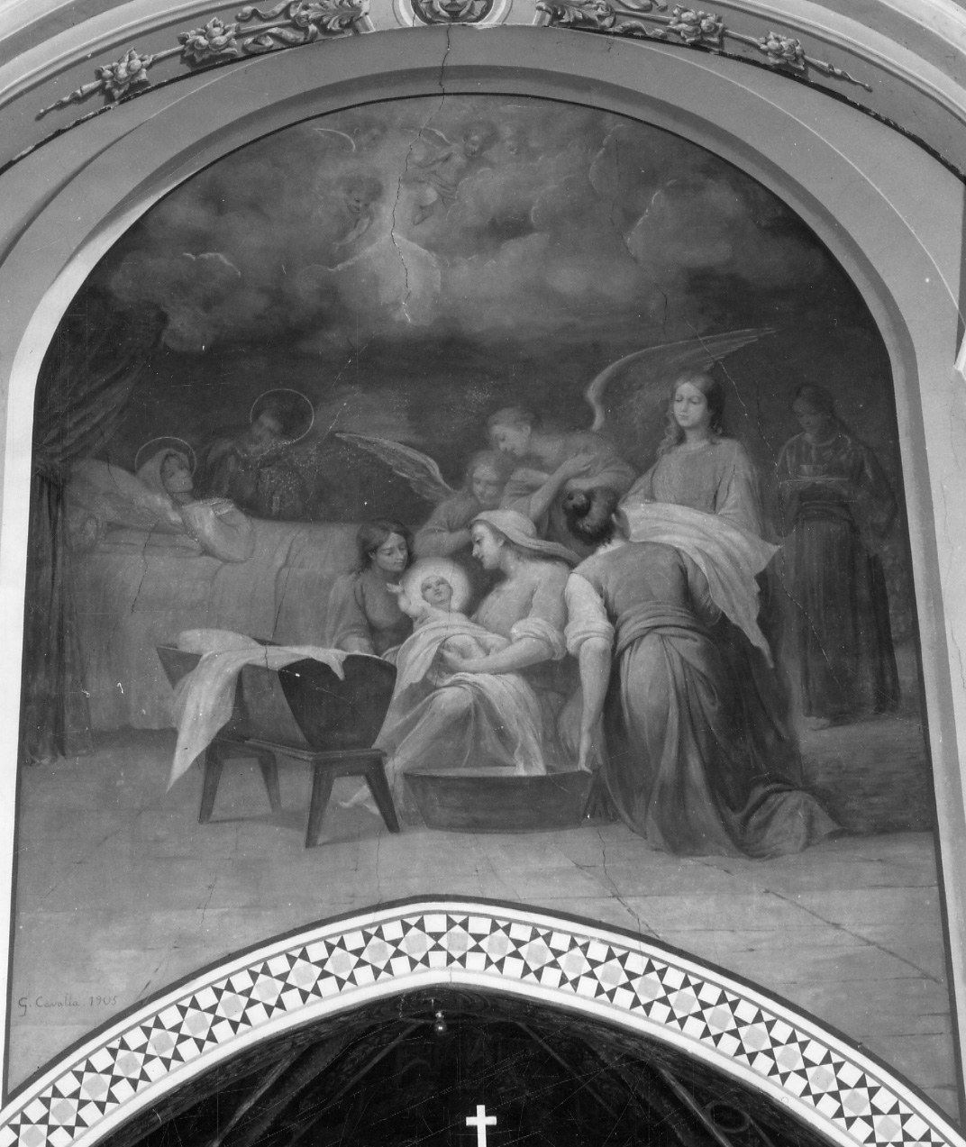 nascita di Maria Vergine (dipinto, elemento d'insieme) di Cavalla Giuseppe (inizio sec. XX)