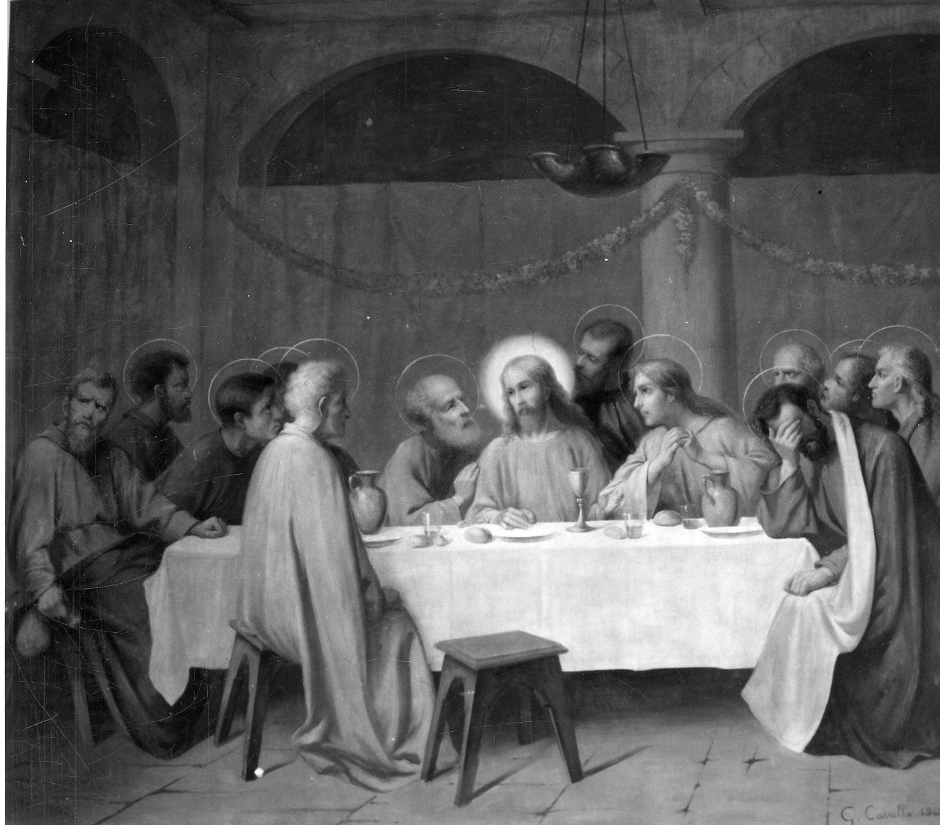 ultima cena (dipinto, elemento d'insieme) di Cavalla Giuseppe (inizio sec. XX)