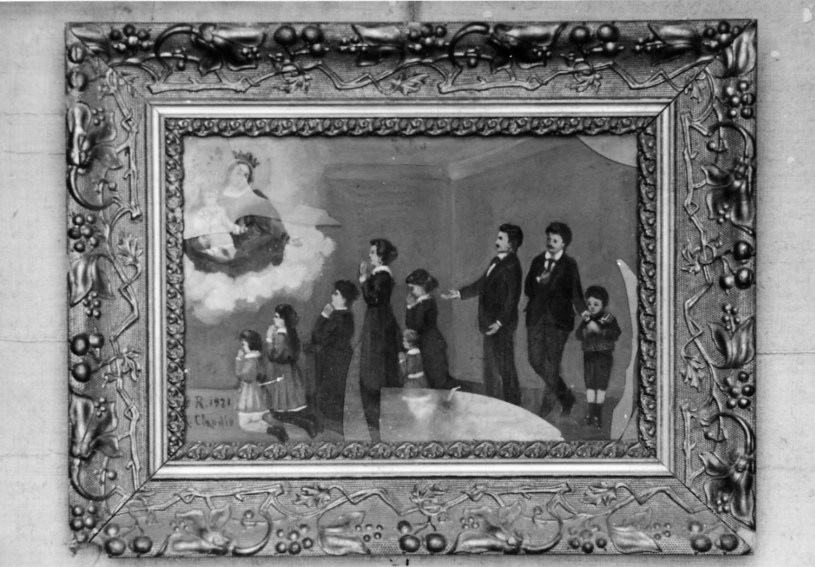 Madonna con Bambino intercede per una famiglia (ex voto, opera isolata) - ambito piemontese (primo quarto sec. XX)