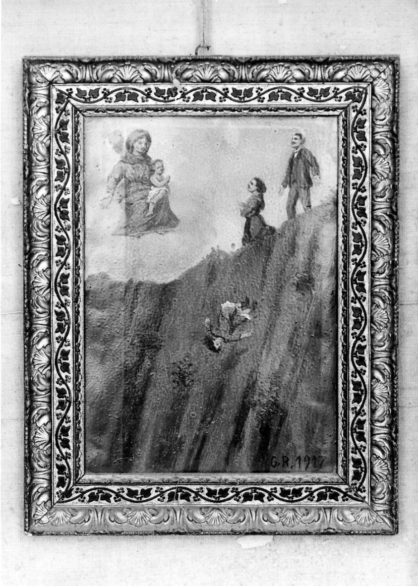 Madonna con Bambino intercede per devoti (ex voto, opera isolata) - ambito piemontese (primo quarto sec. XX)