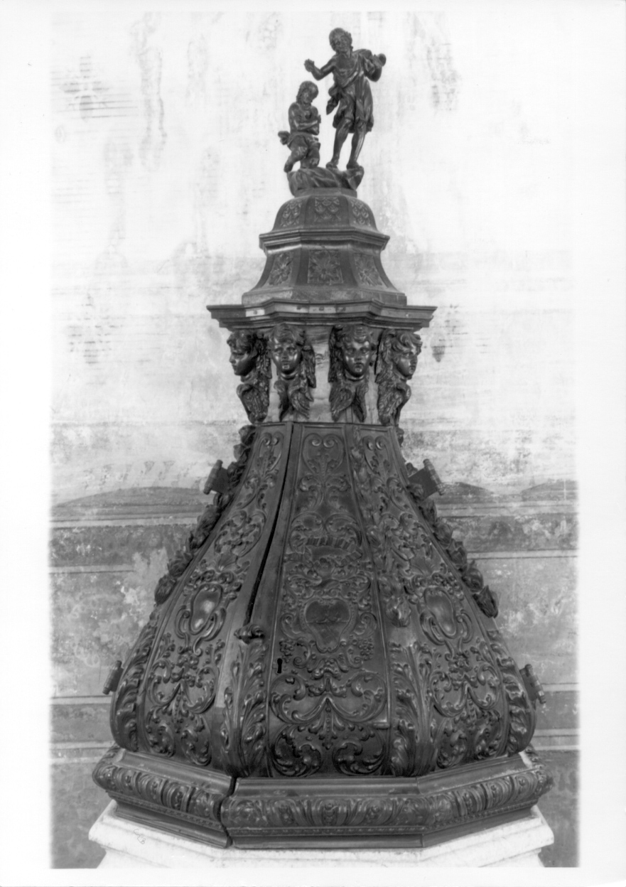 BATTESIMO DI CRISTO (coperchio del fonte battesimale, opera isolata) - ambito piemontese (fine/inizio secc. XVII/ XVIII)