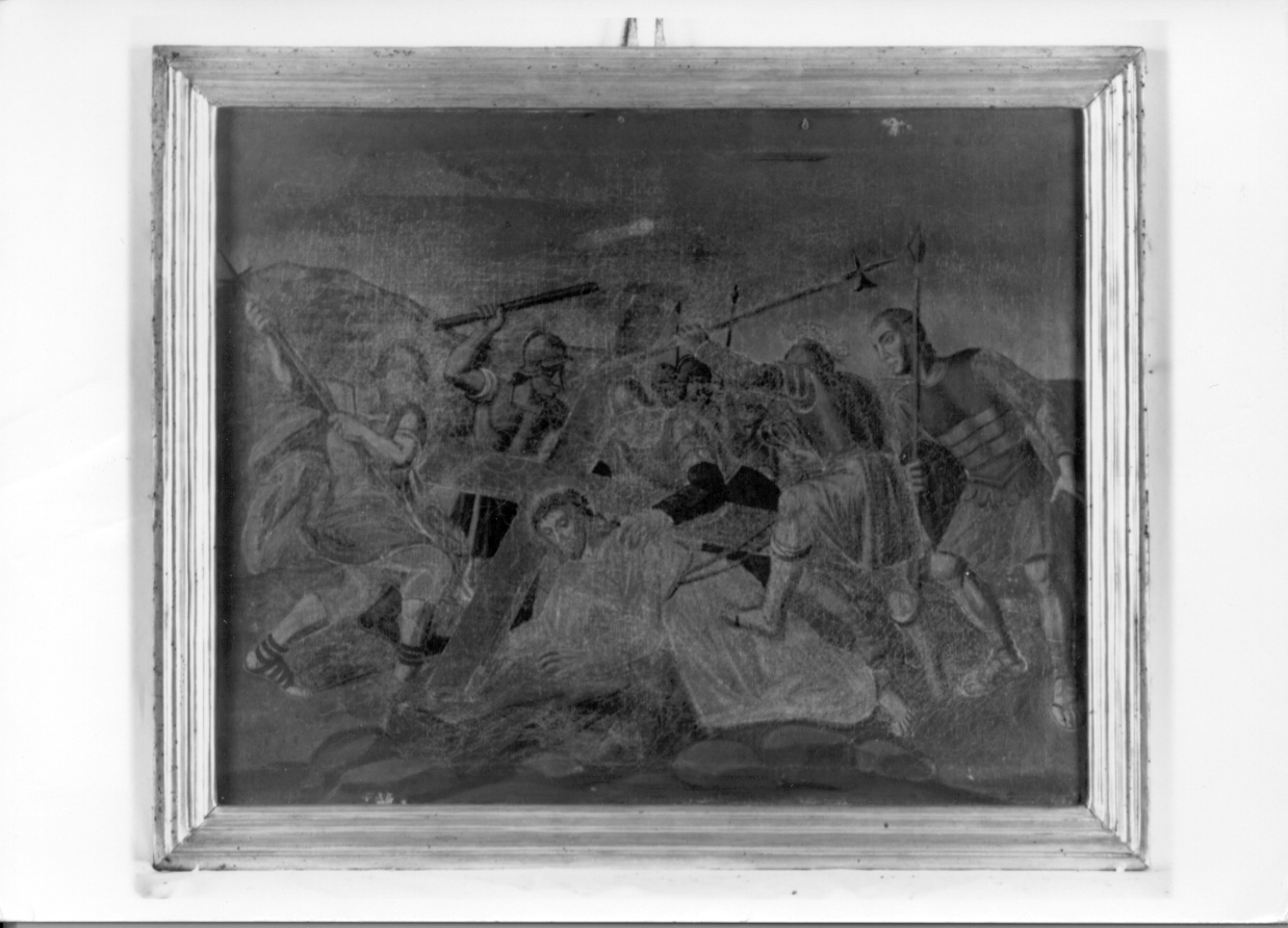 stazione III: Gesù cade sotto la croce la prima volta (dipinto) - ambito piemontese (primo quarto sec. XIX)
