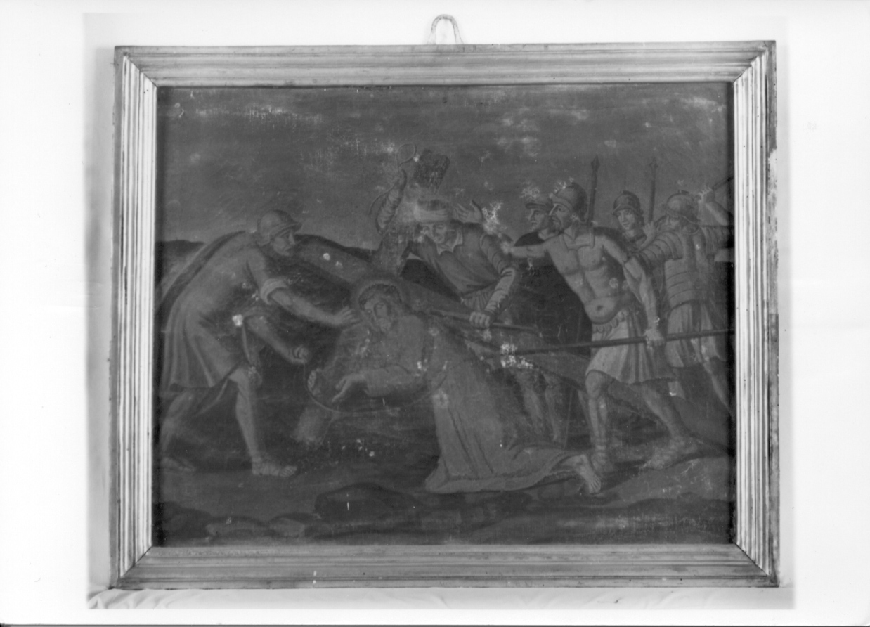stazione VII: Gesù cade sotto la croce la seconda volta (dipinto) - ambito piemontese (primo quarto sec. XIX)