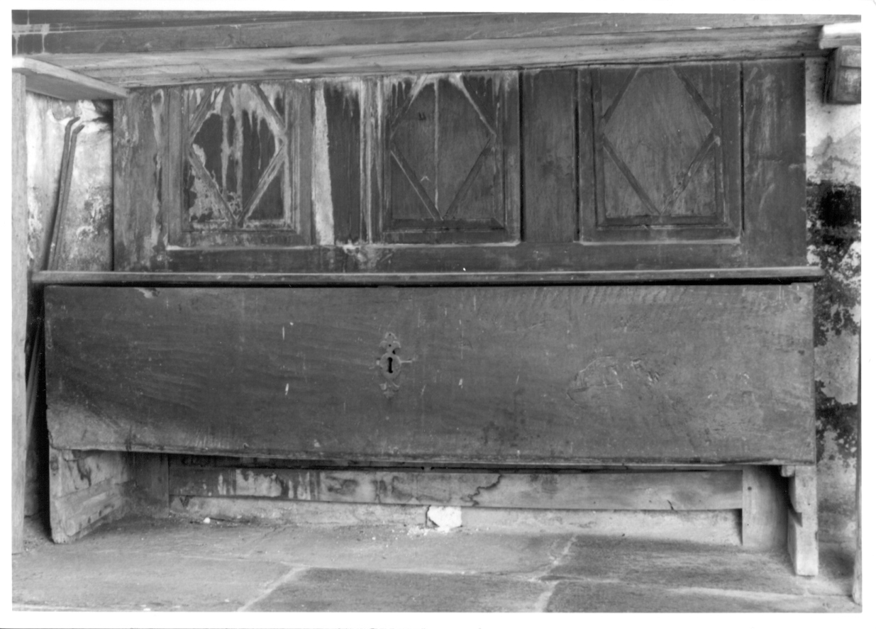 cassapanca, opera isolata - bottega piemontese (secondo quarto, seconda metà sec. XVIII, sec. XIX)