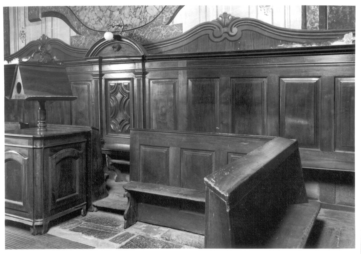 stalli del coro, insieme - ambito piemontese (sec. XVIII)