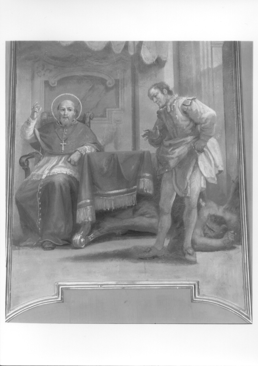 San Francesco di Sales tentato da Satana (dipinto, opera isolata) di Emina Vincenzo, Morgari Luigi (primo quarto, primo quarto sec. XIX, sec. XX)
