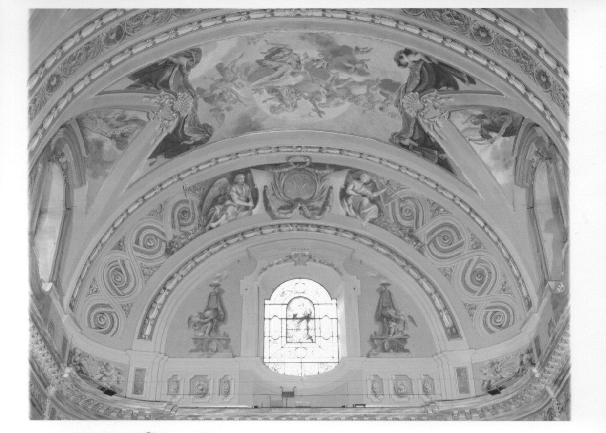 angeli adoranti il monogramma mariano (dipinto, opera isolata) di Emina Vincenzo, Morgari Luigi (primo quarto, primo quarto sec. XIX, sec. XX)