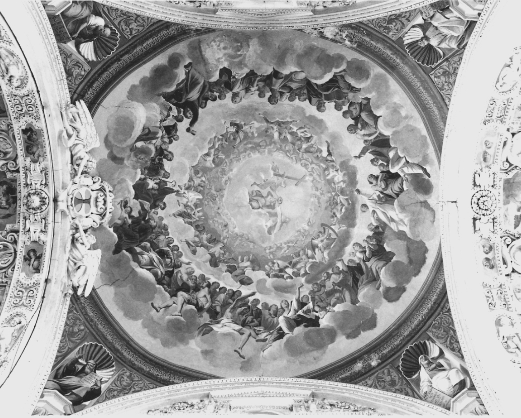 INCORONAZIONE DI MARIA VERGINE TRA SANTI E PROFETI (dipinto, opera isolata) di Taricco Sebastiano - ambito piemontese (terzo quarto sec. XVII)