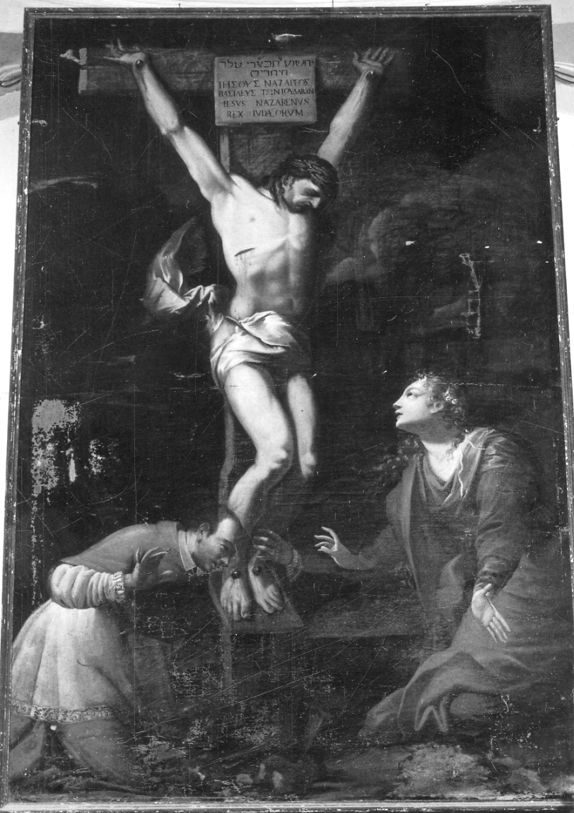 Cristo crocifisso con Santa Maria Maddalena e San Carlo Borromeo (dipinto, opera isolata) di Operti Pietro Paolo (attribuito) (sec. XVIII)