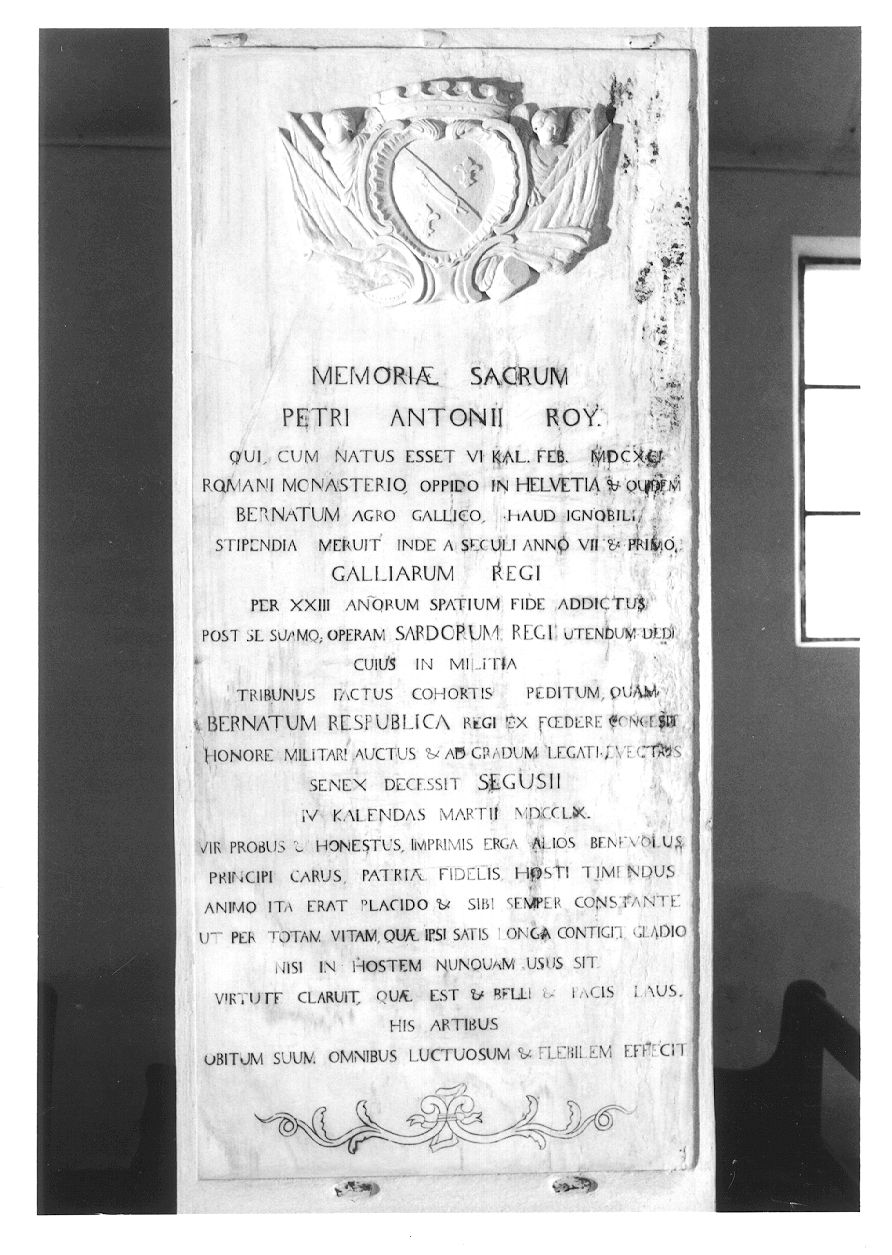 lapide tombale, opera isolata - ambito piemontese (terzo quarto sec. XVIII)