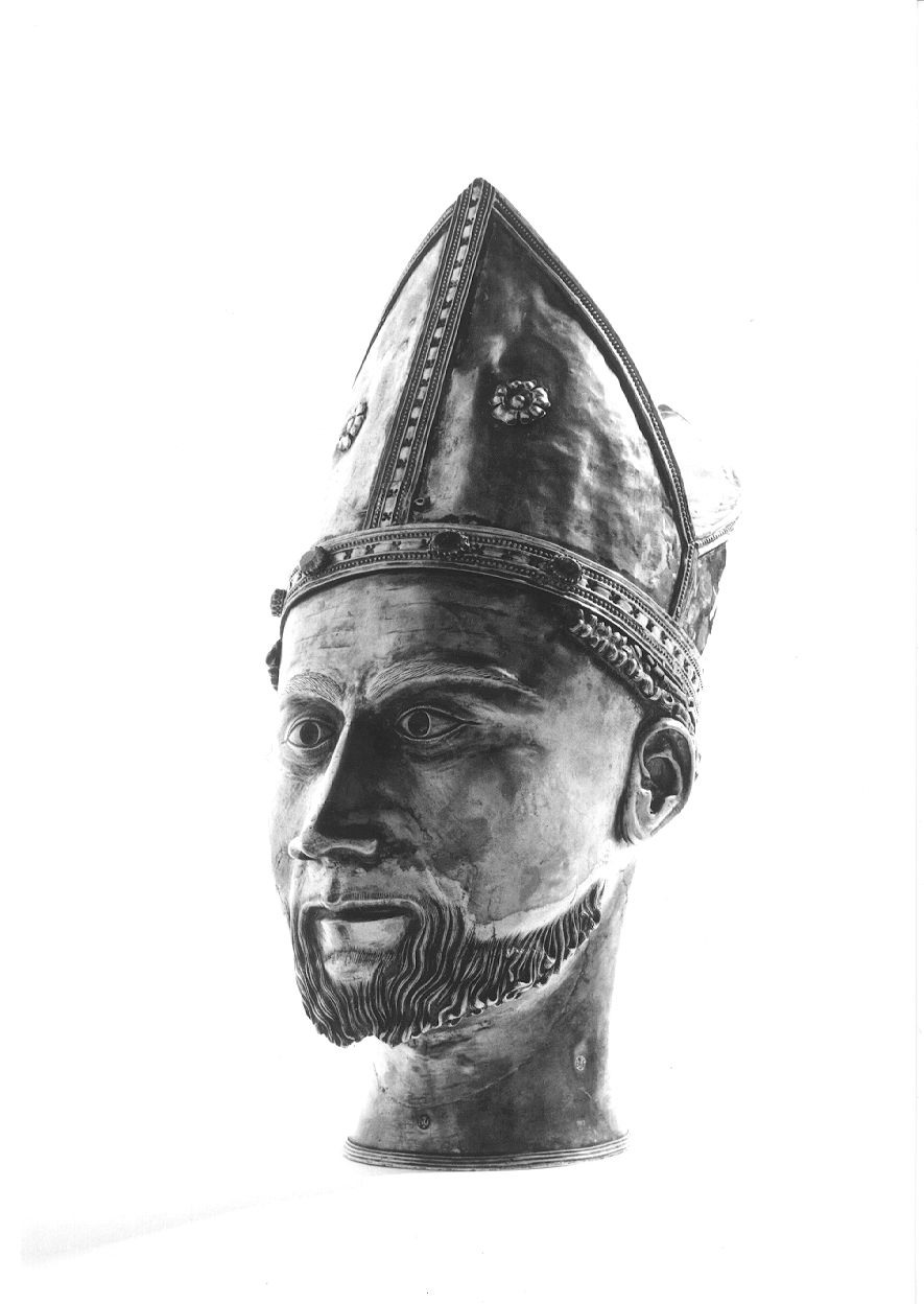 testa di San Bernolfo (reliquiario antropomorfo - a testa, opera isolata) - ambito piemontese (metà sec. XV)