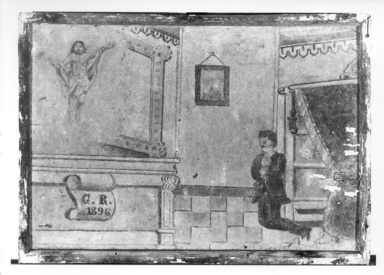 FIGURA MASCHILE CHE PREGA (ex voto, opera isolata) - ambito cuneese (fine sec. XIX)