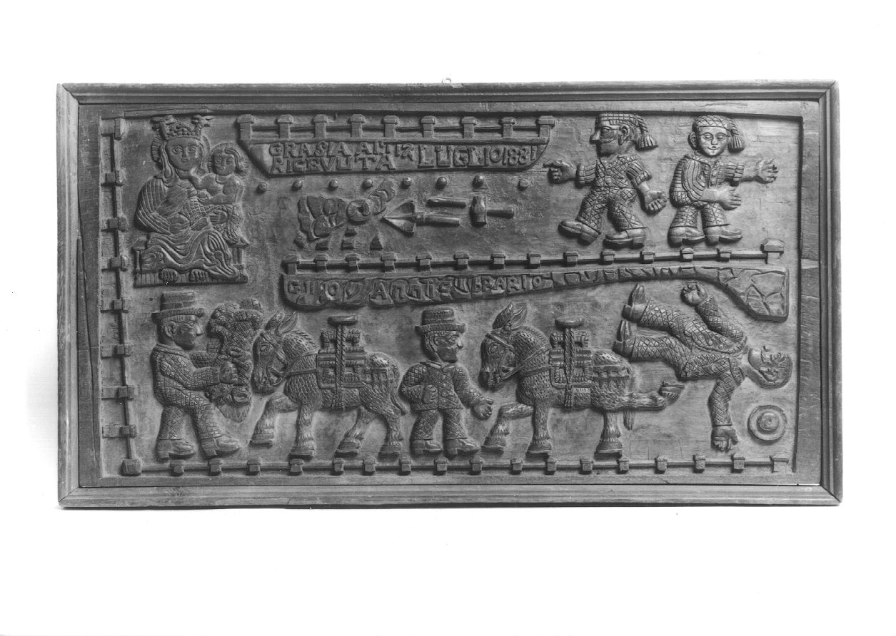 MADONNA CON BAMBINO E DEVOTI (ex voto, opera isolata) - bottega piemontese (ultimo quarto sec. XIX)