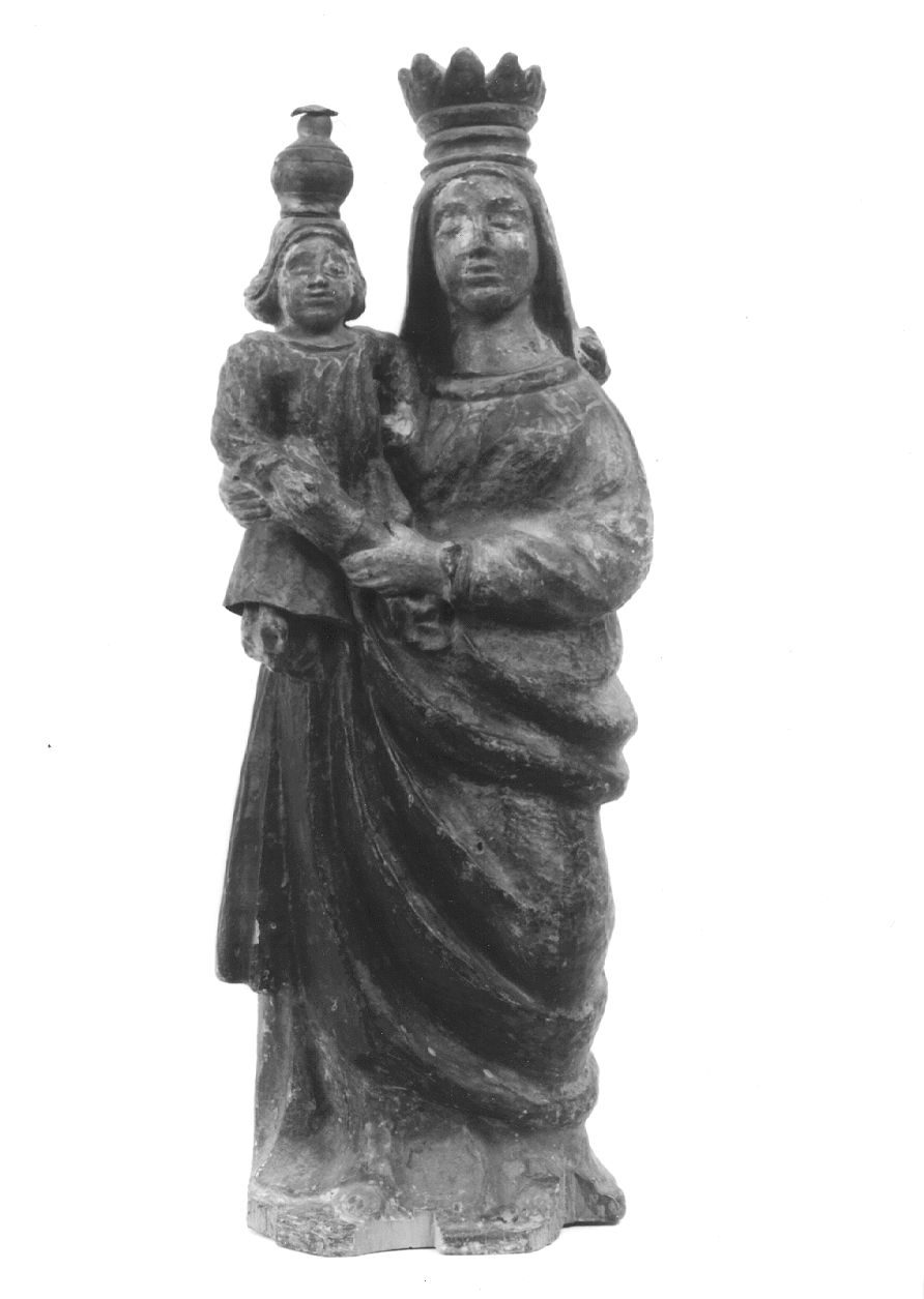 MADONNA CON BAMBINO (scultura, opera isolata) - bottega franco-piemontese (prima metà sec. XVII)