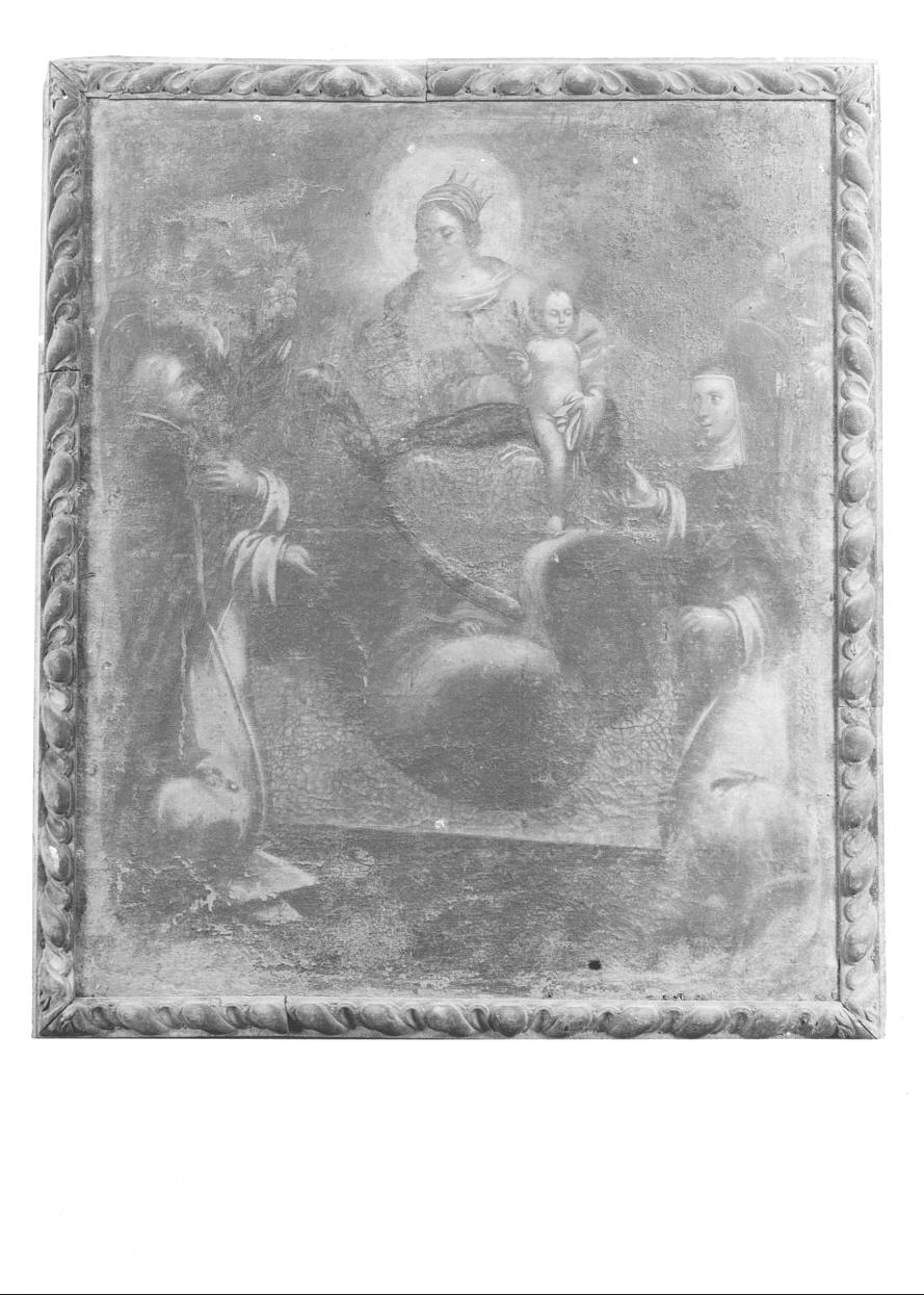 MADONNA DEL ROSARIO CON SAN DOMENICO E SANTA CATERINA DA SIENA (dipinto, opera isolata) - ambito franco-piemontese (seconda metà sec. XVII)