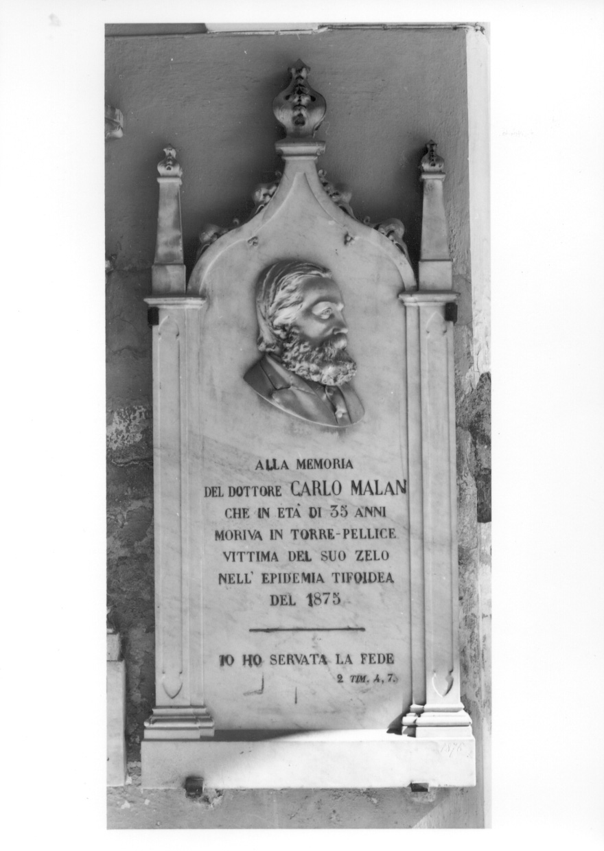 ritratto di Carlo Malan (lapide tombale, opera isolata) - ambito piemontese (ultimo quarto sec. XIX)