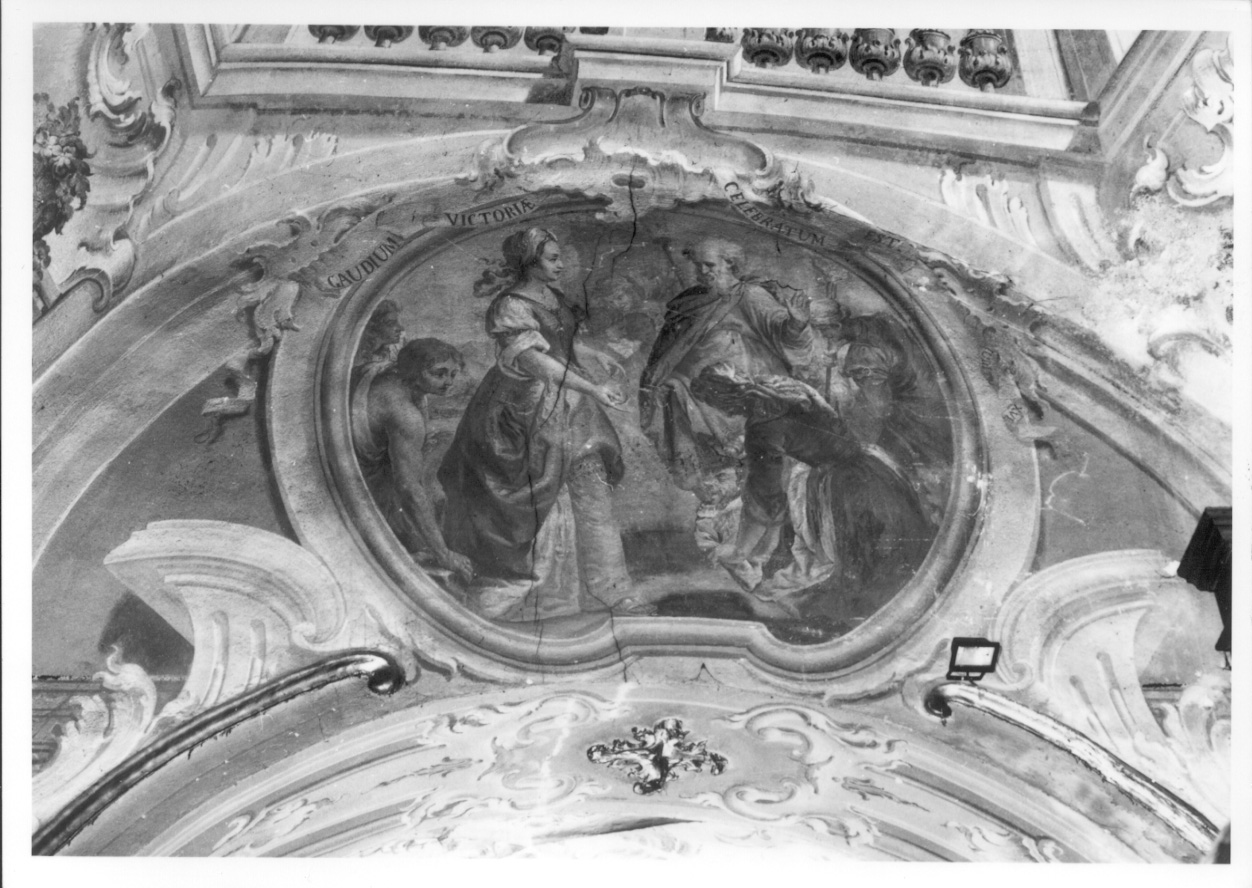 Giuditta mostra al popolo la testa di Oloferne (dipinto, elemento d'insieme) di Rossetti Luca detto Valentino, Orgiazzi Antonio il Vecchio (terzo quarto sec. XVIII)