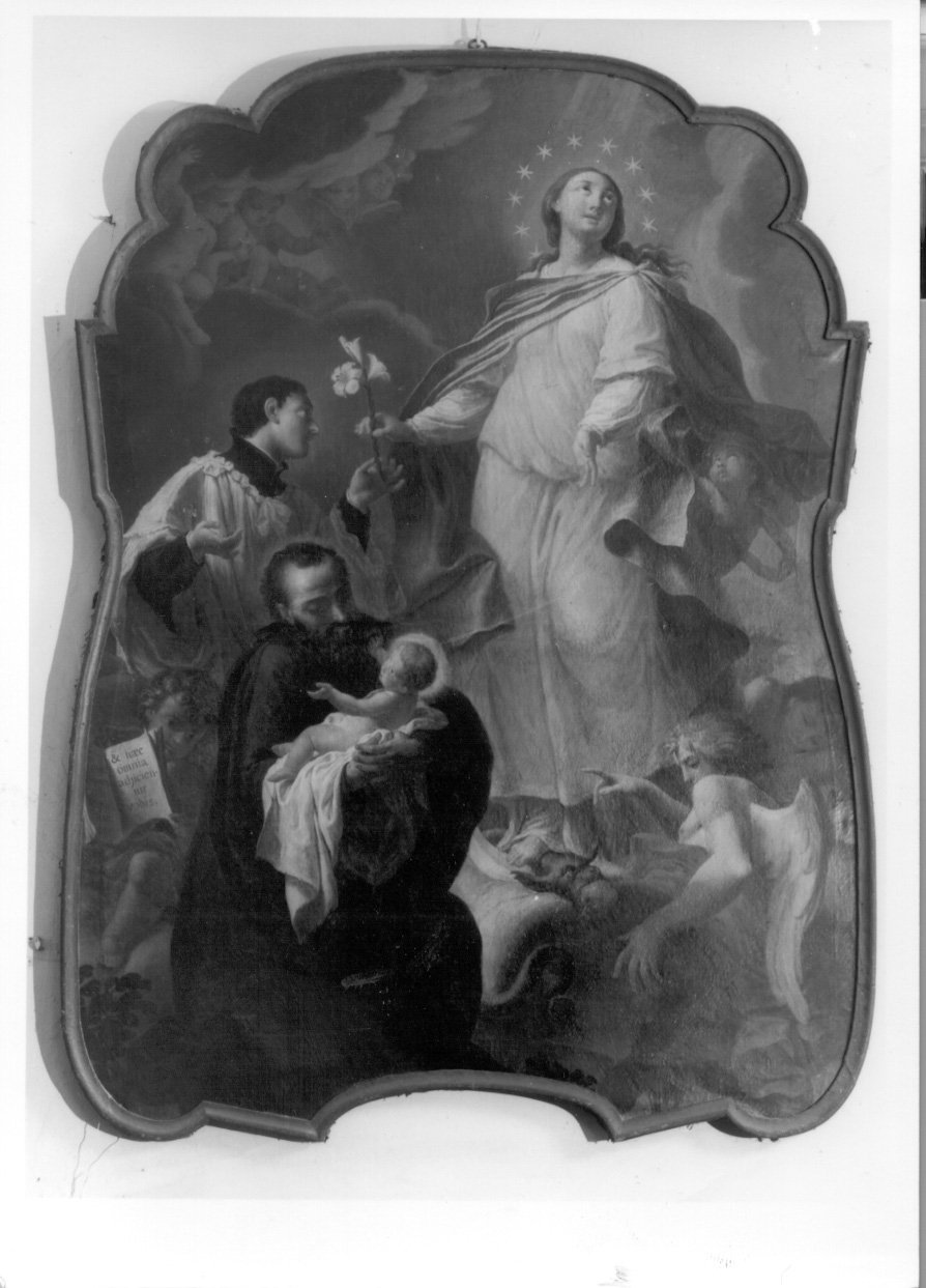 Madonna Immacolata con San Luigi Gonzaga e San Gaetano da Thiene (dipinto, opera isolata) di Peroni Giuseppe (seconda metà sec. XVIII)