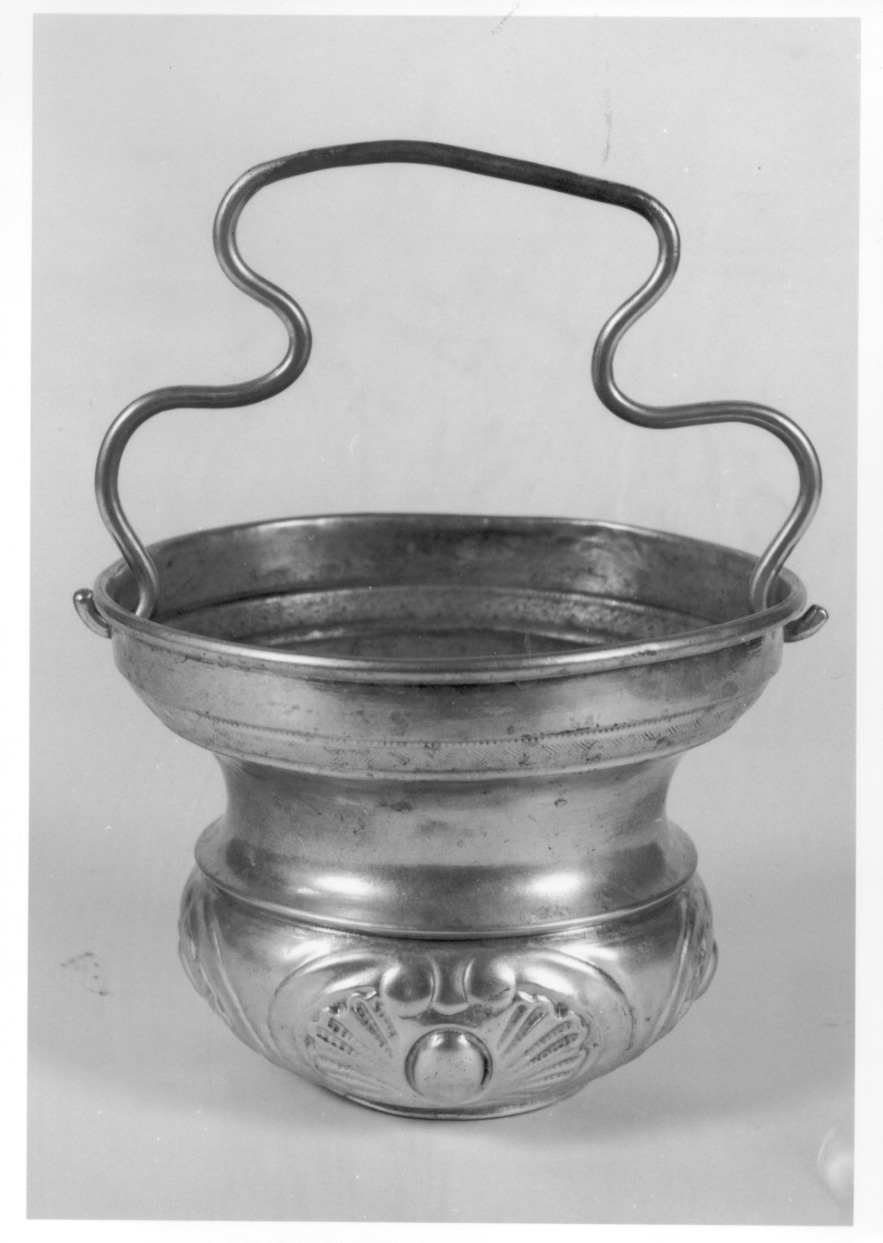 secchiello per l'acqua benedetta, opera isolata - bottega cusiana (seconda metà sec. XIX)