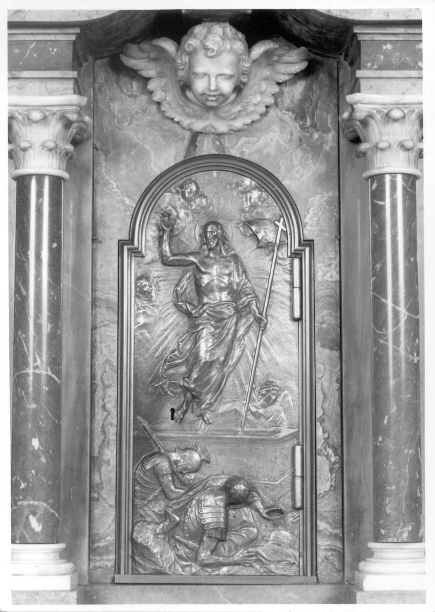 Cristo risorto (sportello di tabernacolo, elemento d'insieme) - ambito lombardo-piemontese (metà sec. XX)