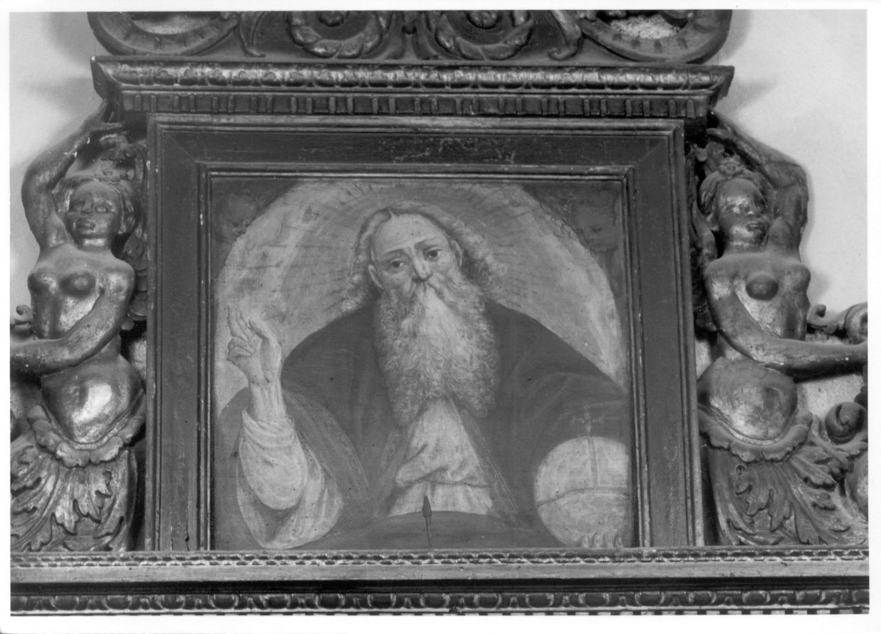 Dio Padre benedicente (dipinto, elemento d'insieme) di Oldoni Boniforte (ultimo quarto sec. XVI)