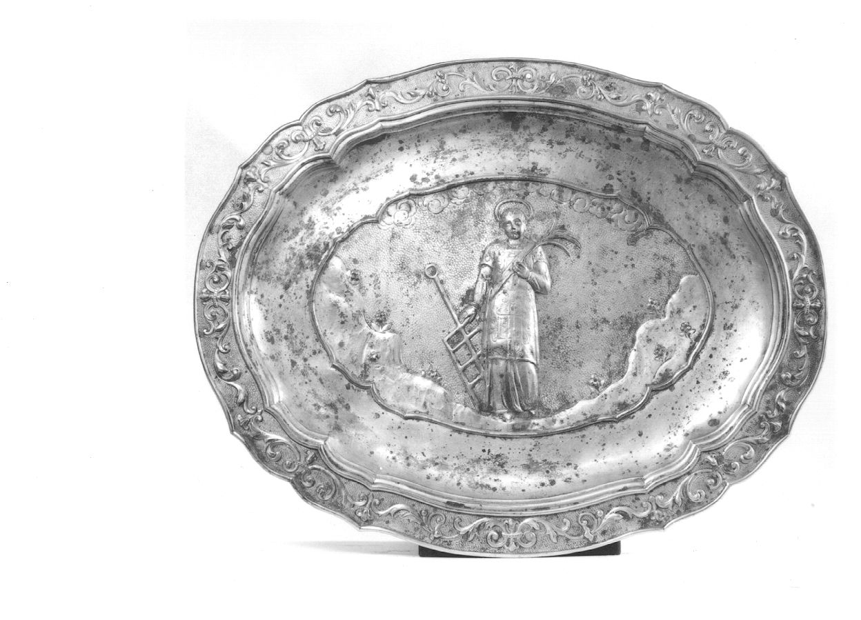 San Lorenzo (piatto per elemosine, opera isolata) - ambito novarese (seconda metà sec. XIX)