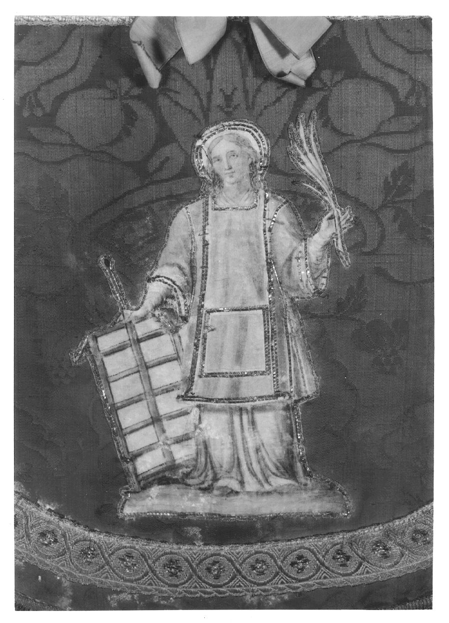 San Lorenzo (cappuccio di piviale, elemento d'insieme) - manifattura italiana (prima metà sec. XVII)