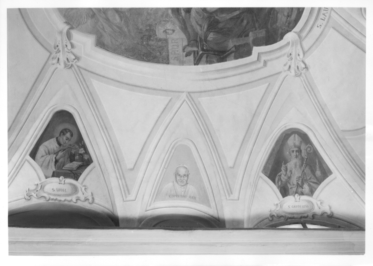 San Luigi Gonzaga (dipinto, elemento d'insieme) di Baranzelli Carlo, Violini Enrico (prima metà sec. XX)
