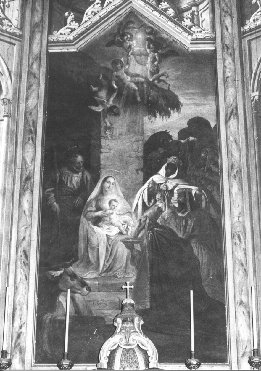 adorazione dei Re Magi (dipinto, opera isolata) di Gonin Francesco (secondo quarto sec. XIX)