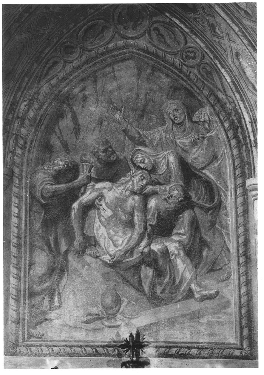 deposizione di Cristo nel sepolcro (decorazione pittorica, elemento d'insieme) di Sevesi Fabrizio, Fea Pietro, Zerbino Matteo, Zelmini Vittore (secondo quarto sec. XIX)