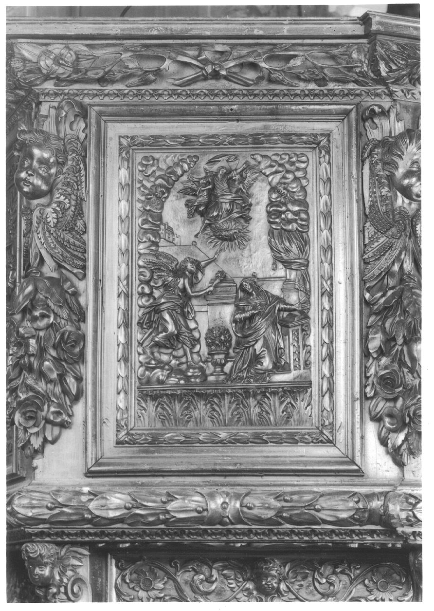 Annunciazione (decorazione a intaglio) di Termine Bartolomeo (attribuito) (seconda metà sec. XVII)