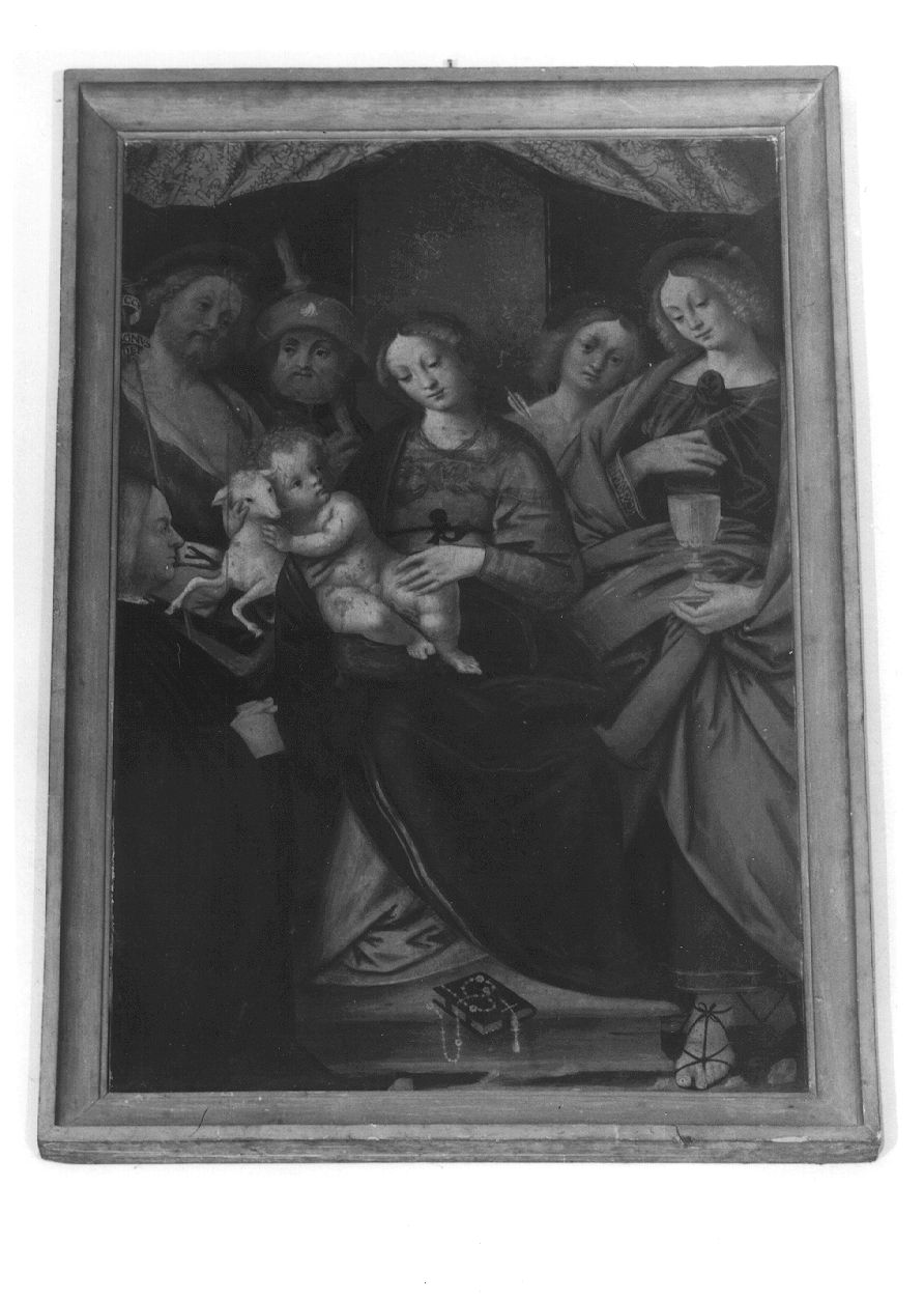 Madonna con Bambino Santi e donatore (dipinto, opera isolata) di Giovenone Gerolamo (secondo quarto sec. XVI)