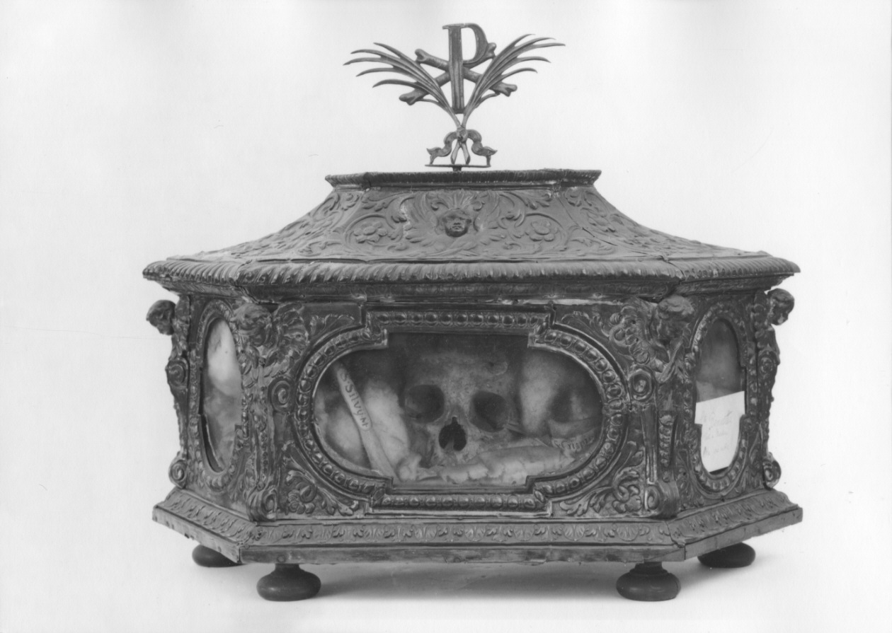 reliquiario a teca - a urna, serie - ambito piemontese (inizio sec. XVIII)