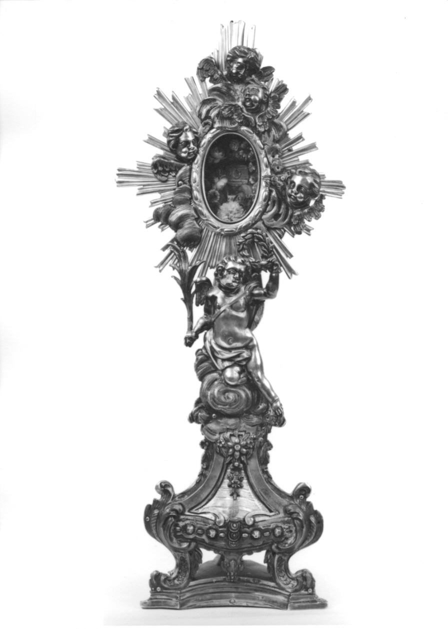 angelo con corona di alloro (reliquiario - a ostensorio, opera isolata) di Ravizza Ignazio (ultimo quarto sec. XVIII)