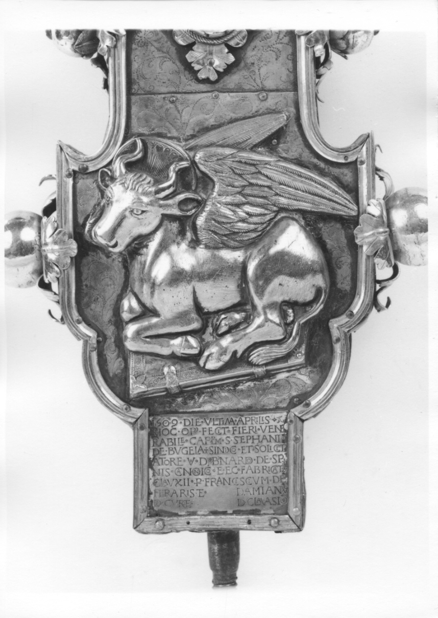 simbolo di San Luca: bue (placchetta) di De Ferraris Francesco, De Curte Damiano (inizio sec. XVI)