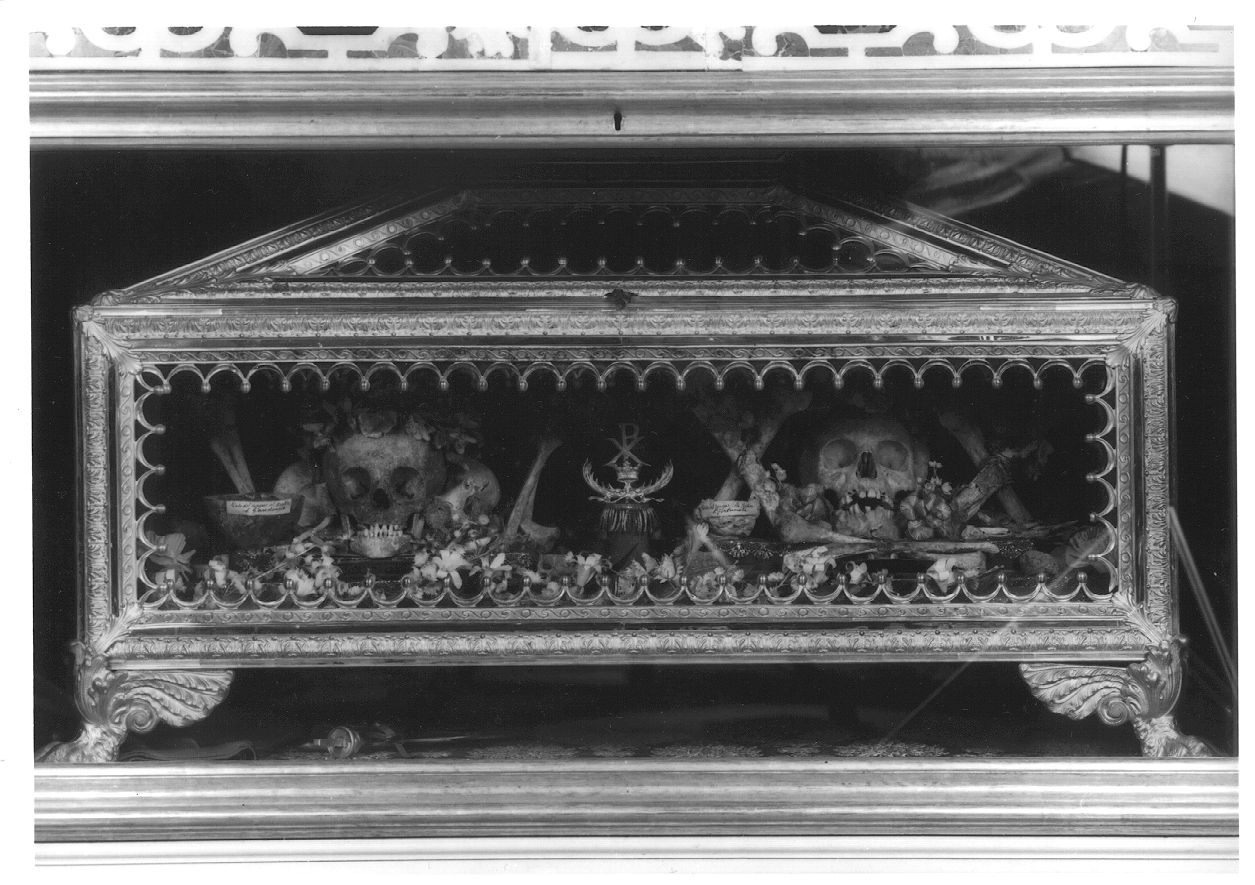 reliquiario a teca - a urna, opera isolata - bottega novarese (seconda metà sec. XIX)