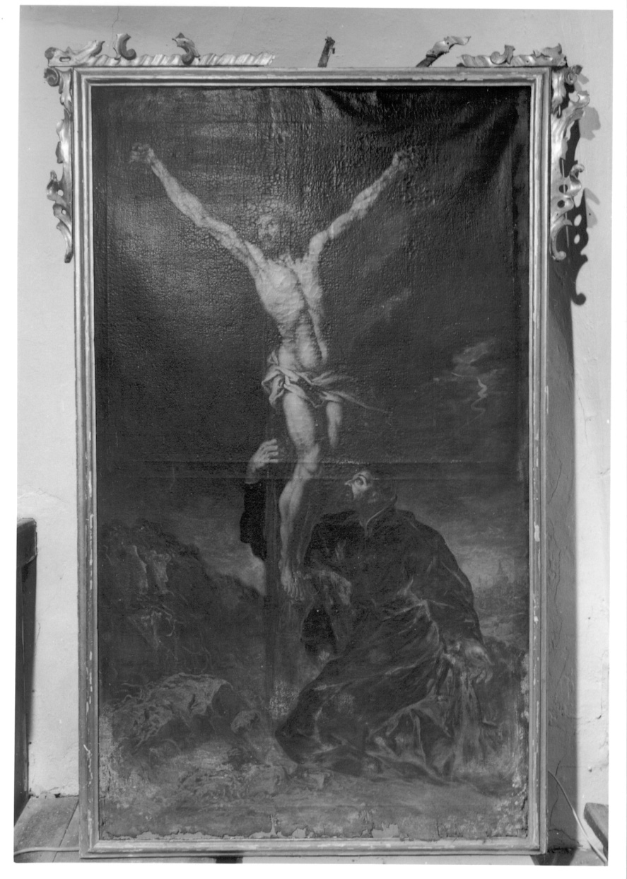 Cristo crocifisso con San Francesco Saverio (dipinto, opera isolata) di Pianca Giuseppe Antonio (metà sec. XVIII)