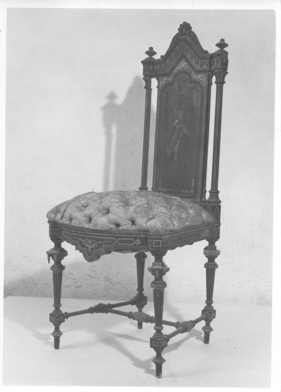 figura femminile con asta e coppa (sedia, elemento d'insieme) di Guastalla (bottega) (seconda metà sec. XIX)