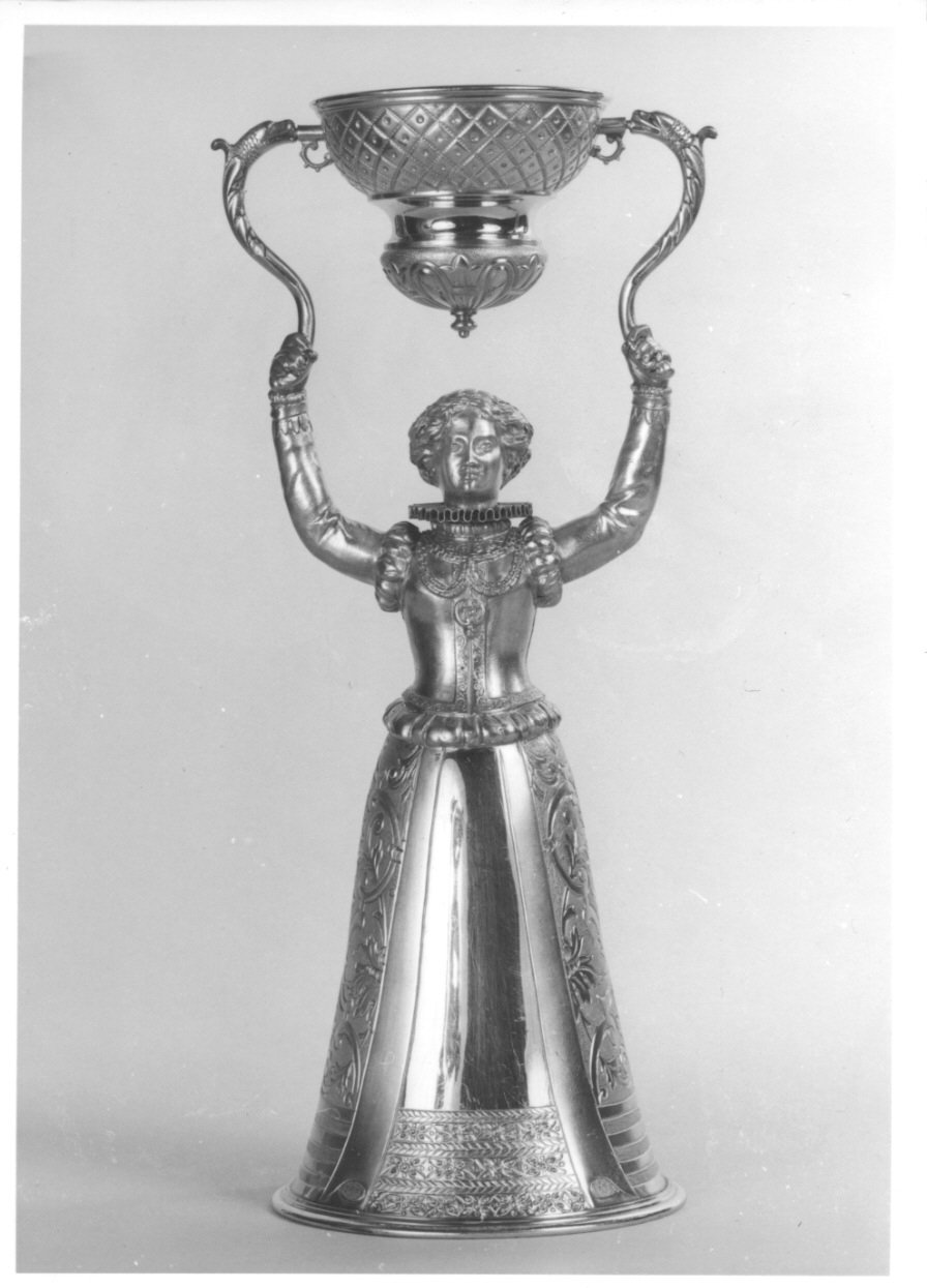 figura femminile (coppa, opera isolata) - bottega tedesca (seconda metà sec. XIX)