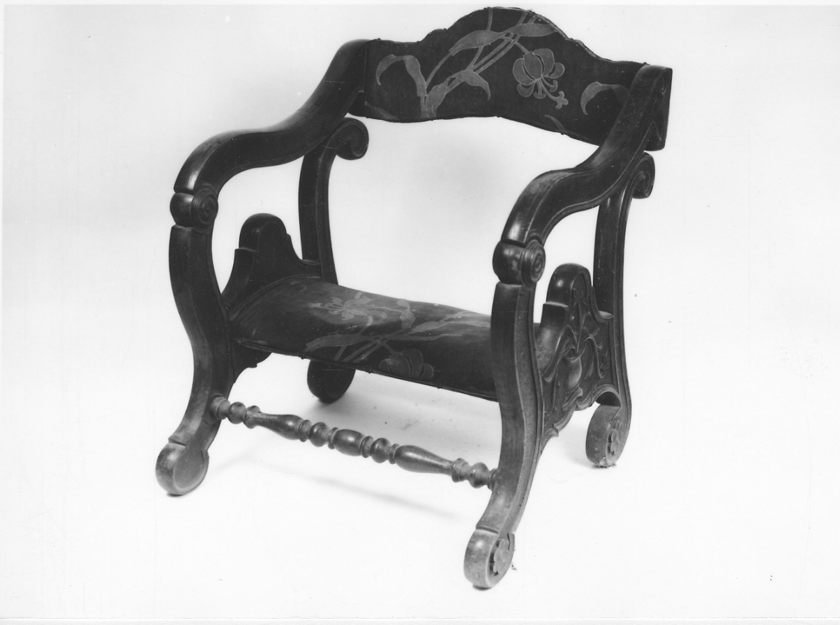 motivo decorativo floreale (inginocchiatoio, opera isolata) - ambito ligure-piemontese (fine/inizio secc. XIX/ XX)