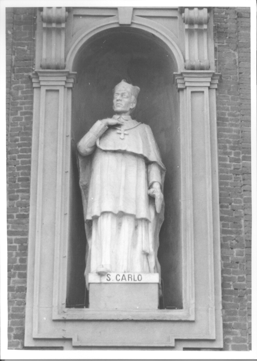San Carlo Borromeo (statua, opera isolata) di Melchiorre Luigi - ambito valenzano (inizio sec. XX)