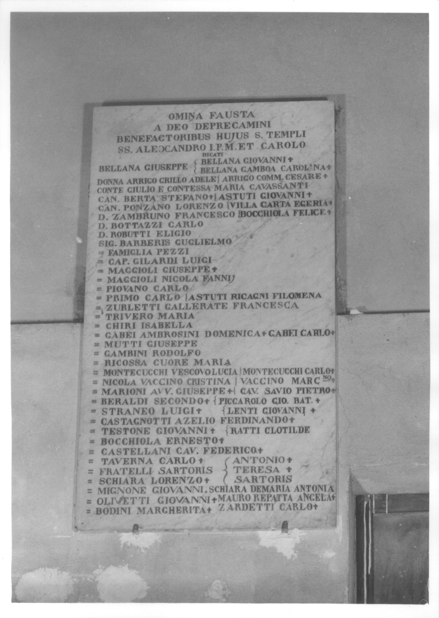 lapide commemorativa, serie - ambito alessandrino (primo quarto sec. XX)