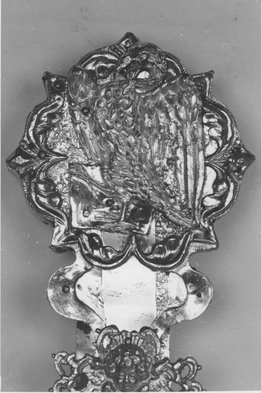 simbolo di San Giovanni Evangelista: aquila (placchetta di croce processionale, elemento d'insieme) - ambito Europa settentrionale (prima metà sec. XVI)