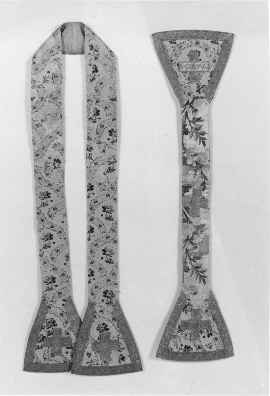 stola, elemento d'insieme - manifattura italiana (secondo quarto, ultimo quarto sec. XVIII, sec. XVIII)