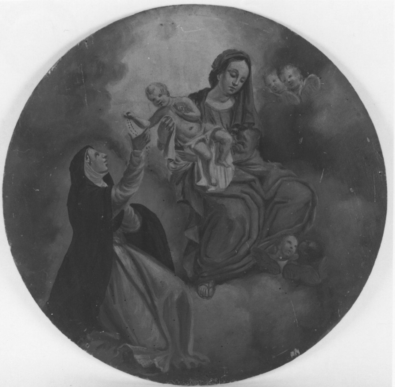 Madonna del Rosario con Santa Caterina da Siena (dipinto, elemento d'insieme) - bottega piemontese (fine sec. XVII)