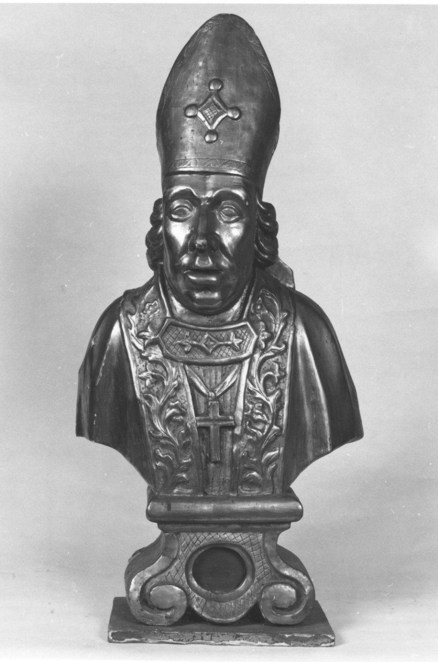 Santo vescovo (reliquiario - a busto) di Plura Carlo Giuseppe (maniera) (terzo quarto sec. XVIII)
